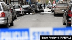Sa uviđaja nakon jedne od eksplozija automobila u ratu dva kriminalna klana u Crnoj Gori, ilustrativna fotografija 
