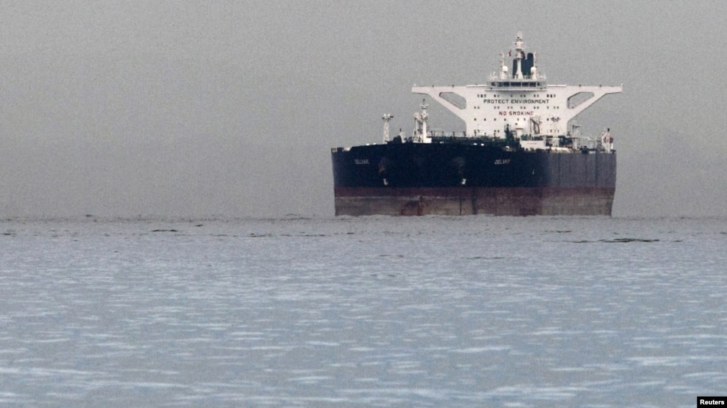 Malta-flagged Iranian crude oil supertanker Delvar is seen anchored off Singapore in 2012 during international sanctions. FILE photo