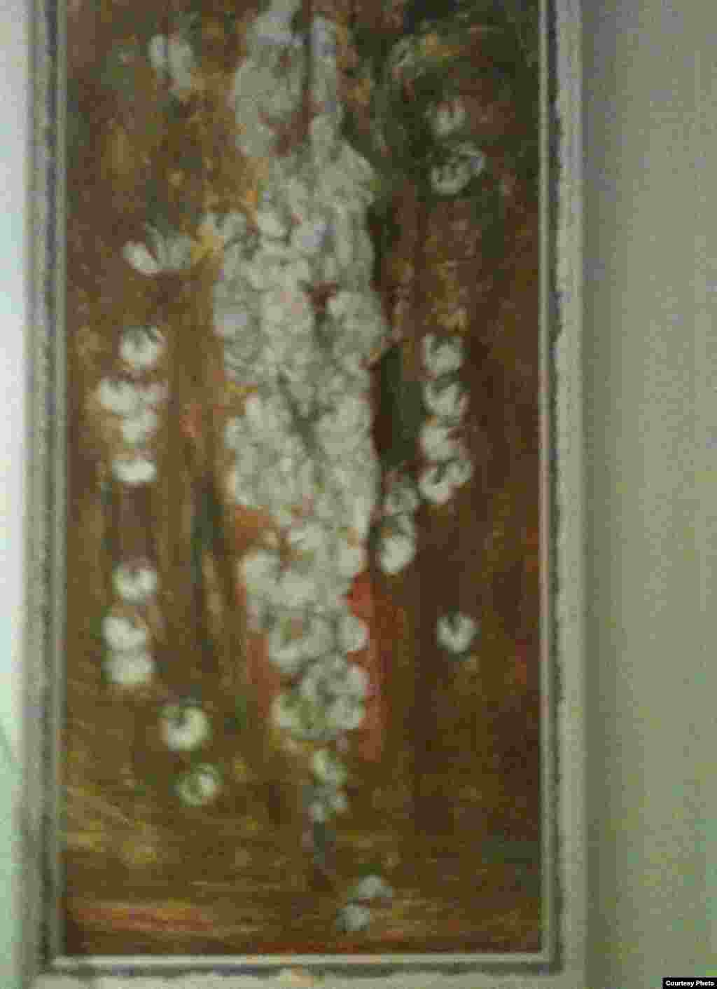 A painting of a cotton plant by Uzbek artist Ruzi Choriev (1931-2004). 