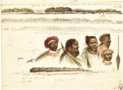 Sketches of locals and the landscapes on a Tahitian island