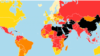در شاخص آزادی رسانه‌ها در جهان، کشورها در پنج وضعیت خوب (سفید)، رضایت‌بخش (زرد)، نیمه‌دشوار (نارنجی)، دشوار (قرمز) و بسیار وخیم (سیاه) رده‌بندی شده‌اند