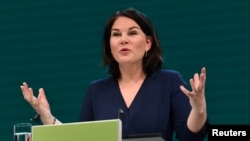 Annalena Baerbock, koliderka Zelenih u Njemačkoj, tokom online predstavljanja kandidata za predstojeće izbore 19. aprila 2021.
