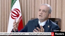 Прэзыдэнт Ірана Масуд Пэзэшкіян падчас інтэрвію дзяржаўнаму тэлебачаньню.