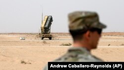 بخشی از سامانه پدافندی آمریکایی «پاتریوت» در نزدیکی پایگاه هوایی شاهزاده سلطان، در شهر الخرج عربستان سعودی