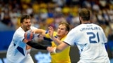 Sweden -- File photo -- Sweden's Jesper Konradsson battles with Bosnia's Nikola Prce during men's World Championship handball qualification match between Sweden and Bosnia and Herzegovina, in Vaxjo, Sweden June 12, 2016.