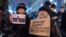 Activists protest in support of Russian civil activist Ildar Dadin in St. Petersburg on November 3. 