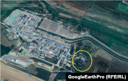 Сателитна снимка на "АЕЦ-Козлодуй". В жълто е очертан имотът, който държавата иска да купи.