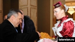 Russia's Republic of Tatarstan President Rustam Minnikhanov during his Azerbaijani visit on March 2