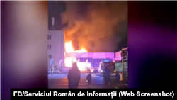 Captură de pe camerele de supraveghere din timpul incendiului din 14 septembrie 2026, izbucnit pe platforma industrială Carfil din Brașov