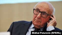 Theodor Meron, takes part in the conference in Sarajevo on November 27.