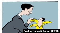 A caricature by Predrag Koraksic Corax, "Bananijada," on the Saric affair.