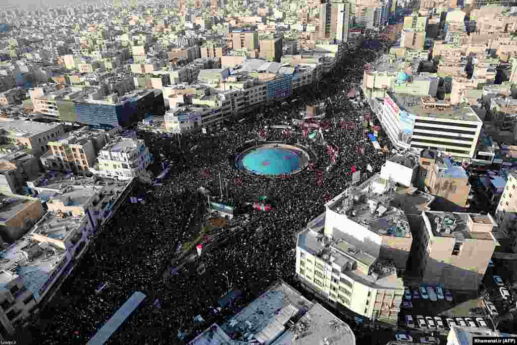 Iranian state television showed live footage of the three-kilometer-long route of the funeral procession.