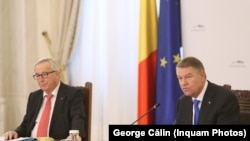 Președintele Comisiei Europene Jean-Claude Juncker și președintele României, Klaus Iohannis