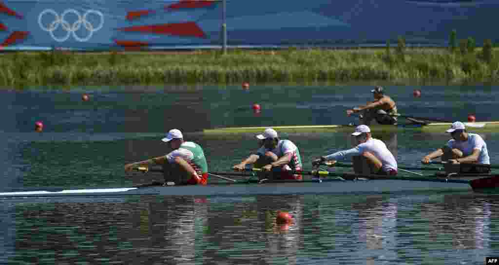 U.K. - Athletes from Belarus train on the Eton Dorney rowing venue on the outskirts of London in preparation for the London 2012 Olympic Games on 24Jul2012