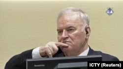 Ratko Mladic reacts in court at the International Criminal Tribunal for the former Yugoslavia in The Hague in November 2017.