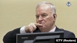 Ratko Mladic reacts in court at the International Criminal Tribunal for the former Yugoslavia in The Hague in November 2017.