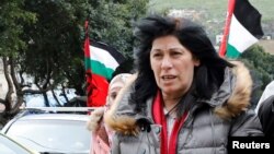 Khalida Jarrar nakon oslobađanja iz izraelskog zatvora u Nablusu na izraelskoj Zapadnoj obali (28. februar 2019.)