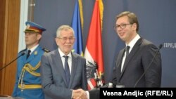 Aleksandar Van der Belen i Aleksandar Vučić na pres-konferenciji u Beogradu