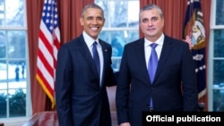 U.S.- U.S. President Barack Obama meets with newly appointed Armenian Ambassador Grigor Hovannisian, Washington, 28Jan2016.