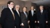 S lijeva na desno: Ričard Holbruk, Franjo Tuđman, Alija Izetbegović, Voren Kristofer i Slobodan Milošević uoči početka mirovnih pregovora u Dejtonu, Ohajo, 31. oktobra 1995. godine.