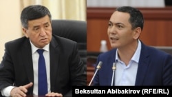 Sooronbai Jeenbekov (left) and Omurbek Babanov, the front-runners in the Kyrgyz presidential election (composite file photo)