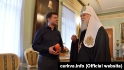 Ukrayna patriarxı Filaret və Volodymyr Zelenskiy