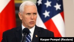 U.S. Vice President Mike Pence in Warsaw on February 13