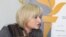 Iryna Lutsenko, who was recently elected to parliament, appears at RFE/RL's Kyiv bureau.