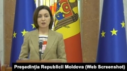 Președinta Maia Sandu, vorbind într-o conferință de presă la Președinție, pe 23 martie 2026, după o ședință a Consiliului Național de Securitate consacrată crimelor transfrontaliere