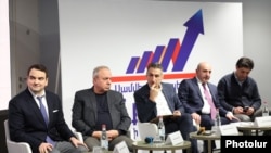 Armenia - Leaders of businessman Samvel Karapetian's Mer Dzevov movement unveil its economic platform, Yerevan, January 20, 2026.