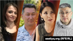 Солдан оңға қарай: қазақстандық журналистер Александра Алехова (Сенцова), Лұқпан Ахмедияров, Динара Егеубаева және Азамат Омаров.