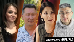 Солдан оңға қарай: қазақстандық журналистер Александра Сенцова (Алехова), Лұқпан Ахмедияров, Динара Егеубаева және Азамат Омаров.