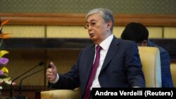 Gazak prezidenti Kasym-Žomart Tokaýew Pekinde duşuşyga gatnaşýar. 11-nji sentýabr, 2019.