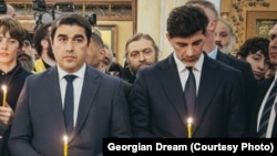 შალვა პაპუაშვილი სამების საკათედრო ტაძარში, ილია მეორის პანაშვიდზე.