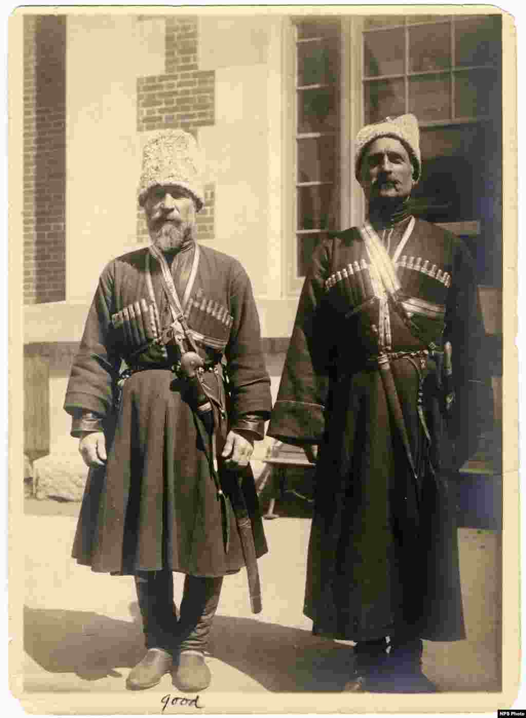 Georgian horsemen (circa 1906). Georgia has a long tradition of horsemanship and these two men were part of a larger group invited by Buffalo Bill to be part of his show.