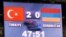 Turkey -- The scoreboard at Bursa's Ataturk Stadium during the Turkey-Armenia football match on October 14, 2009.