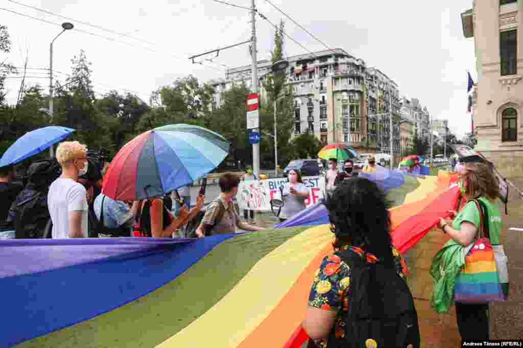 LGBTQ- Protest organized by ACCEPT Association, against the decision of banning the Bucharest Pride Parade 2021, Bucharest, Romania.