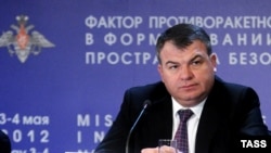 Russia -- Defense Minister Anatoly Serdyukov at at a two-day conference on missile defense in Moscow, 03May2012