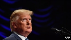 US President Donald Trump speaks about advancing American kidney health in Washington, DC, on July 10, 2019. 