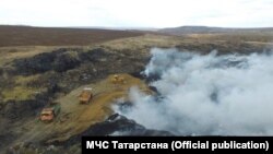 Пожар на свалке под Нижнекамском в конце октября.