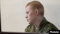 Armenia - Valery Permyakov, a Russian soldier accusef of murdering an Armenian family, stands trial in Gyumri, 12Aug2015.