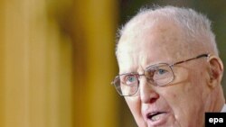 Norman E. Borlaug speaks at the Congressional Gold Medal ceremony in his honor in Washington, D.C. in 2007.