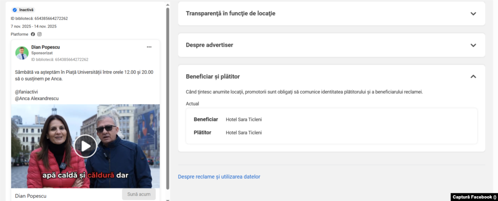 Postare sponsorizată Dian Popescu pro Anca Alexandrescu.