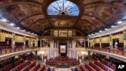 Sala de dezbateri a parlamentului Spaniei (Congresul Deputaților) 