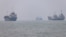 Vessels lie off the port of Bandar Abbas in Iran amid a US naval blockade of Iranian shipping. (file photo)