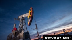 Tatarstan -- TATARSTAN, RUSSIA - JANUARY 18, 2017: An oil derrick in Almetyevsk District. 