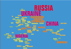Transparency International UK жариялаған "Қызметіңізге әзірміз" есебіндегі картаның скриншоты.