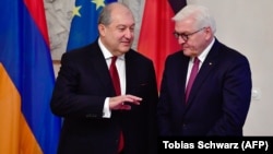 Президент Армении Армен Саркисян (слева) и президент Федеративной Республики Германия Франк-Вальтер Штайнмайер, Берлин, 27 ноября 2018 г.