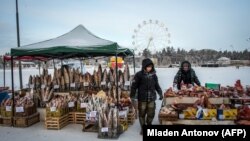 Якутск шаарындагы балык жана эт саткан базар