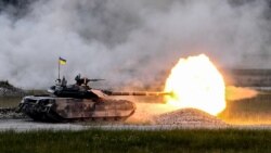 Një tank ukrainas duke marrë pjesë në stërvitjet e organizuara nga NATO më 2018.